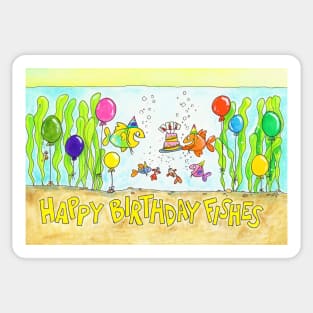 Happy Birthday Fishes Sticker